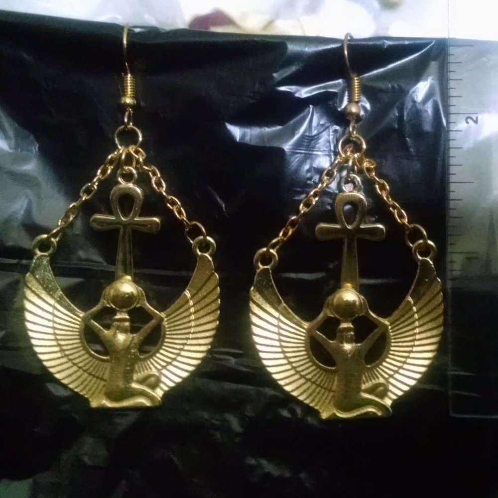 Egyptian Isis Goddess Key Of Life Earrings